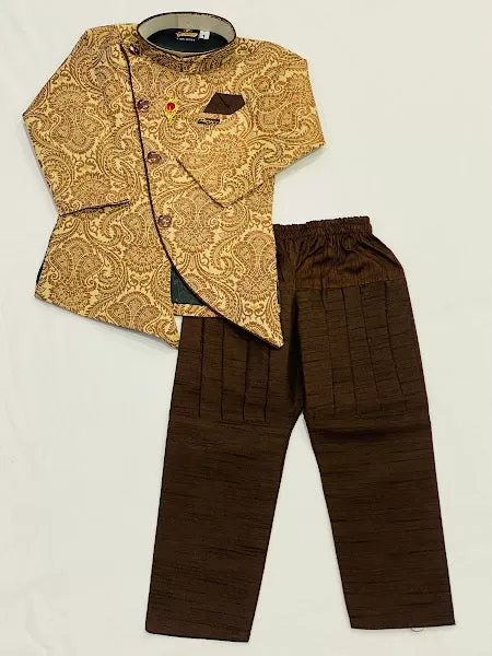 Fabulous Ethnic Kids Brown Silk Kurta Pajama Set