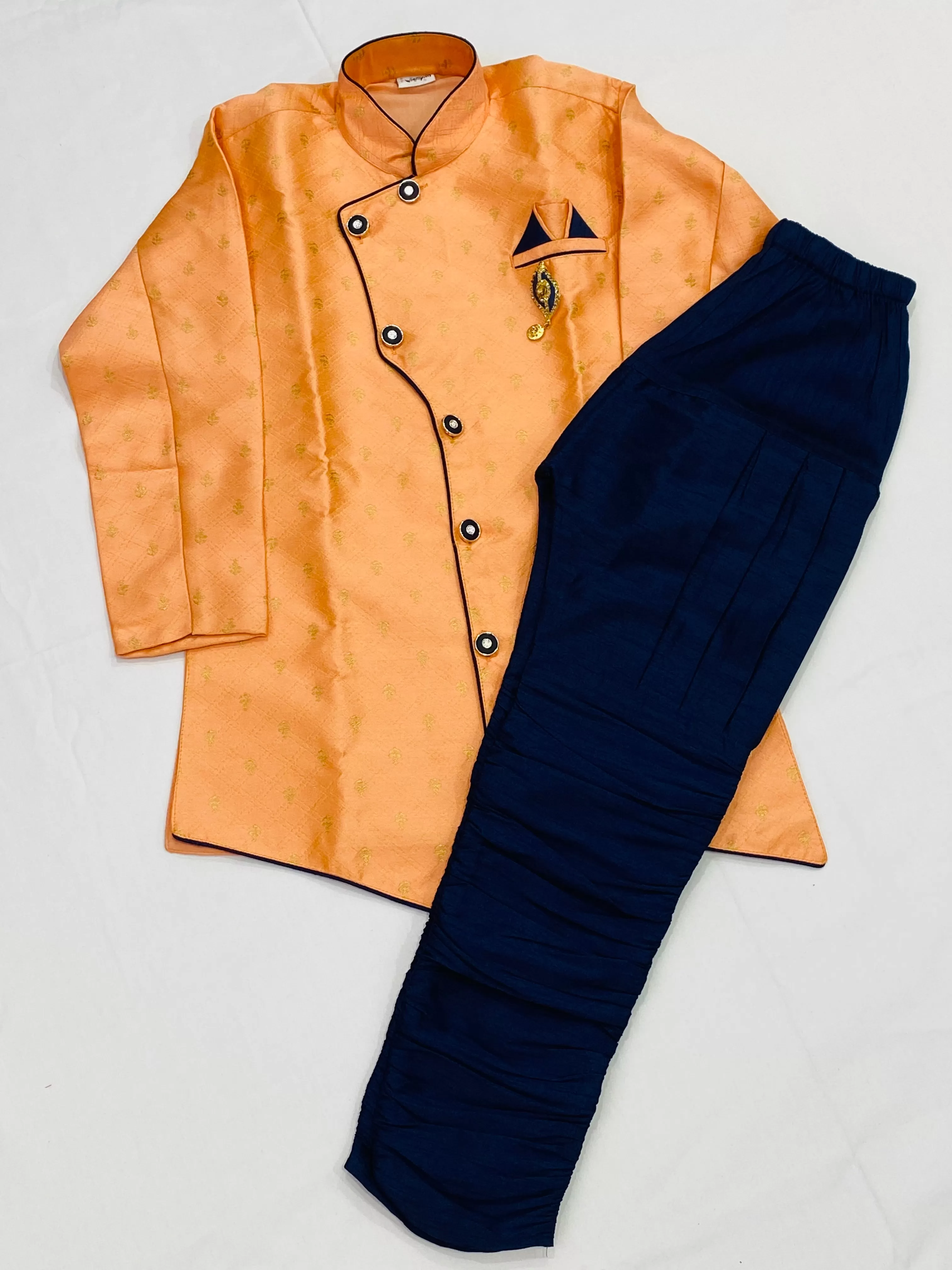 Fabulous Orange Color Designer Silk Kurta With Pajama Pant