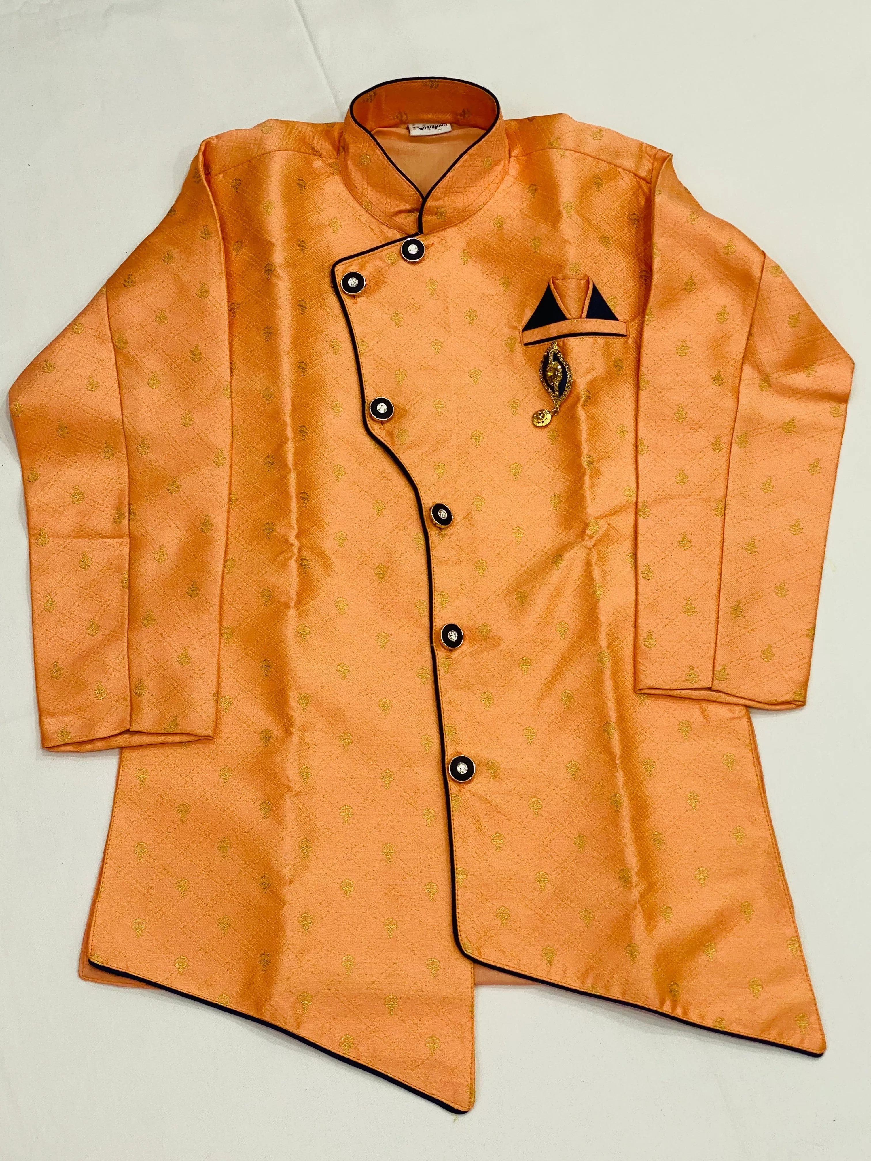 Fabulous Orange Color Designer Silk Kurta With Pajama Pant