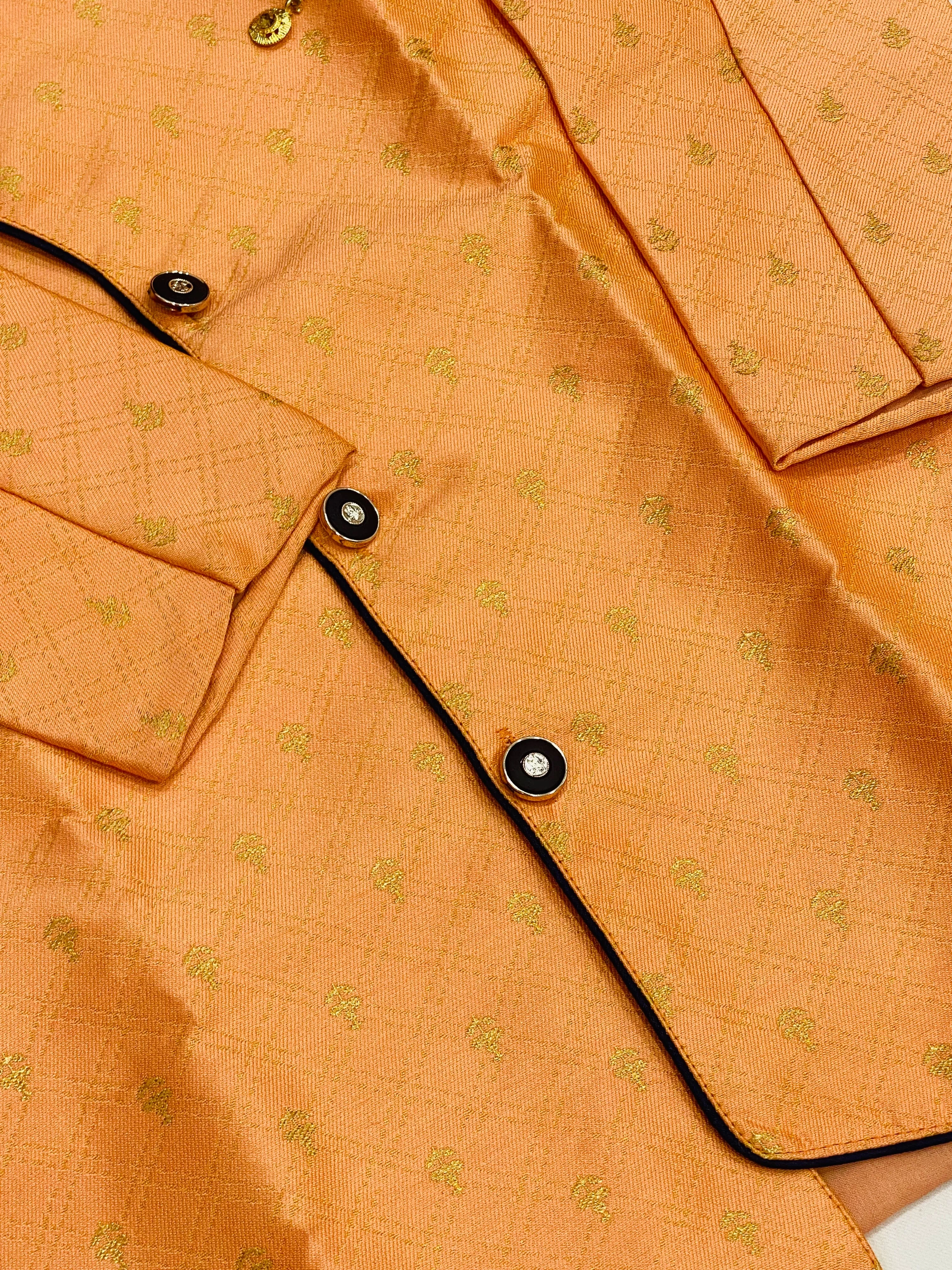 Fabulous Orange Color Designer Silk Kurta With Pajama Pant