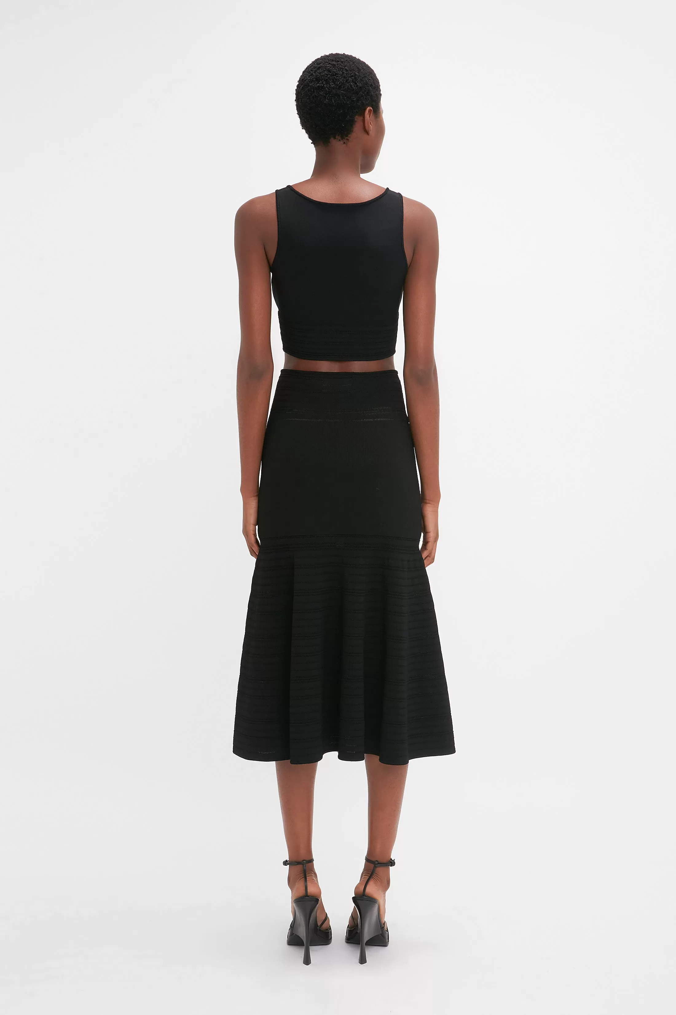 Fit And Flare Midi Skirt In Black