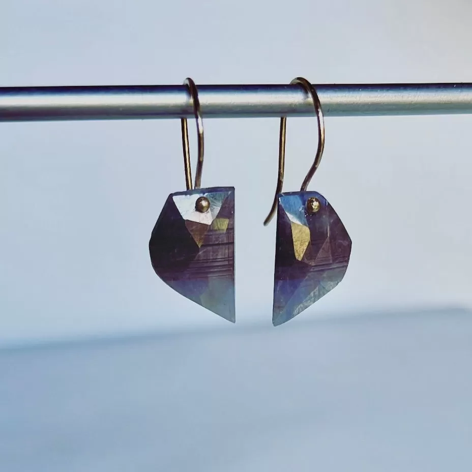 Geo gray sapphire earrings