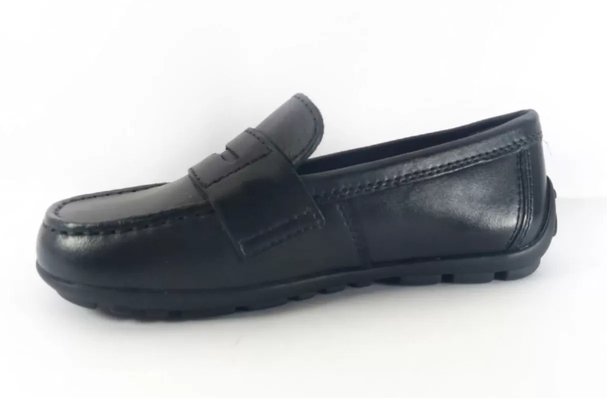 Geox Fast Black Leather Moccasin Loafer