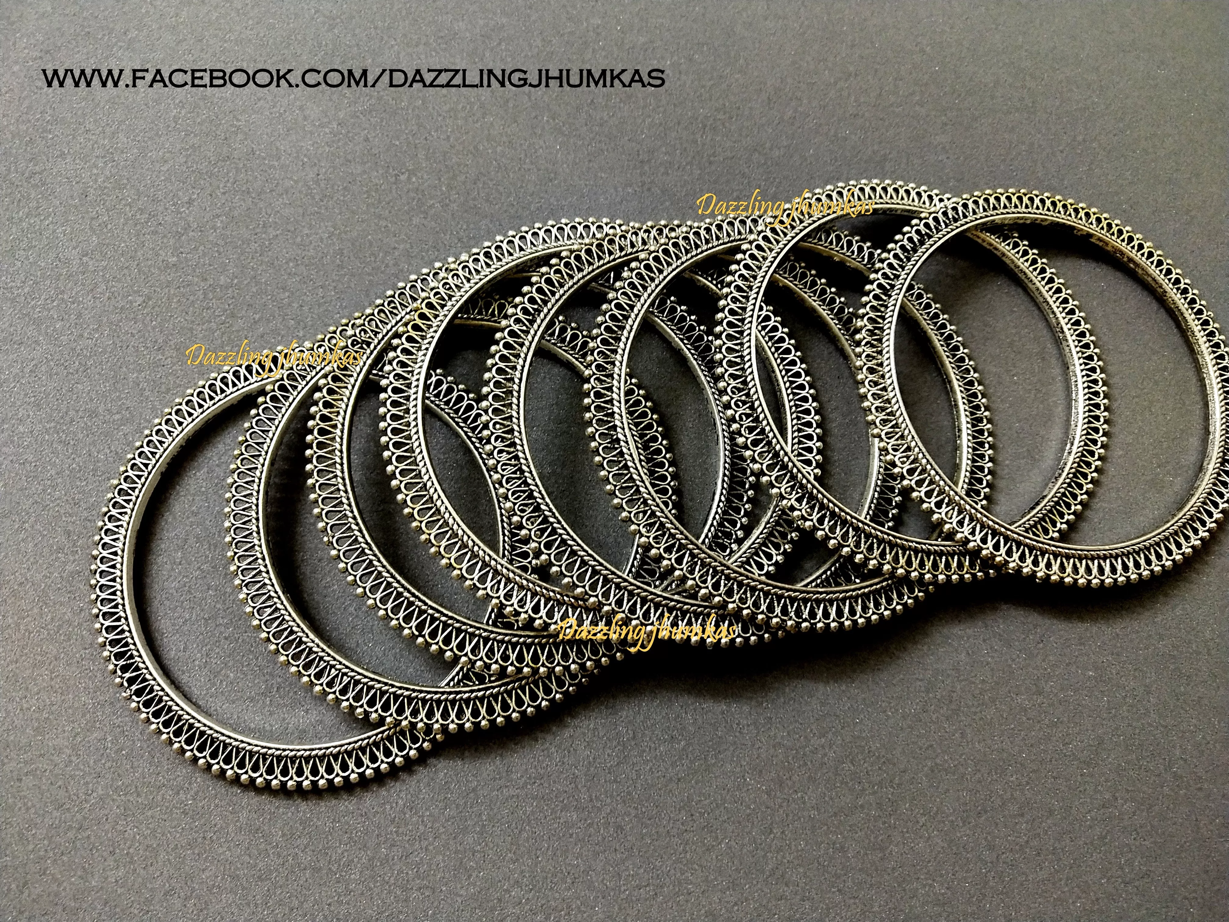 German Silver Oxidised Bangles.Sold as a set of 2 Bangles!