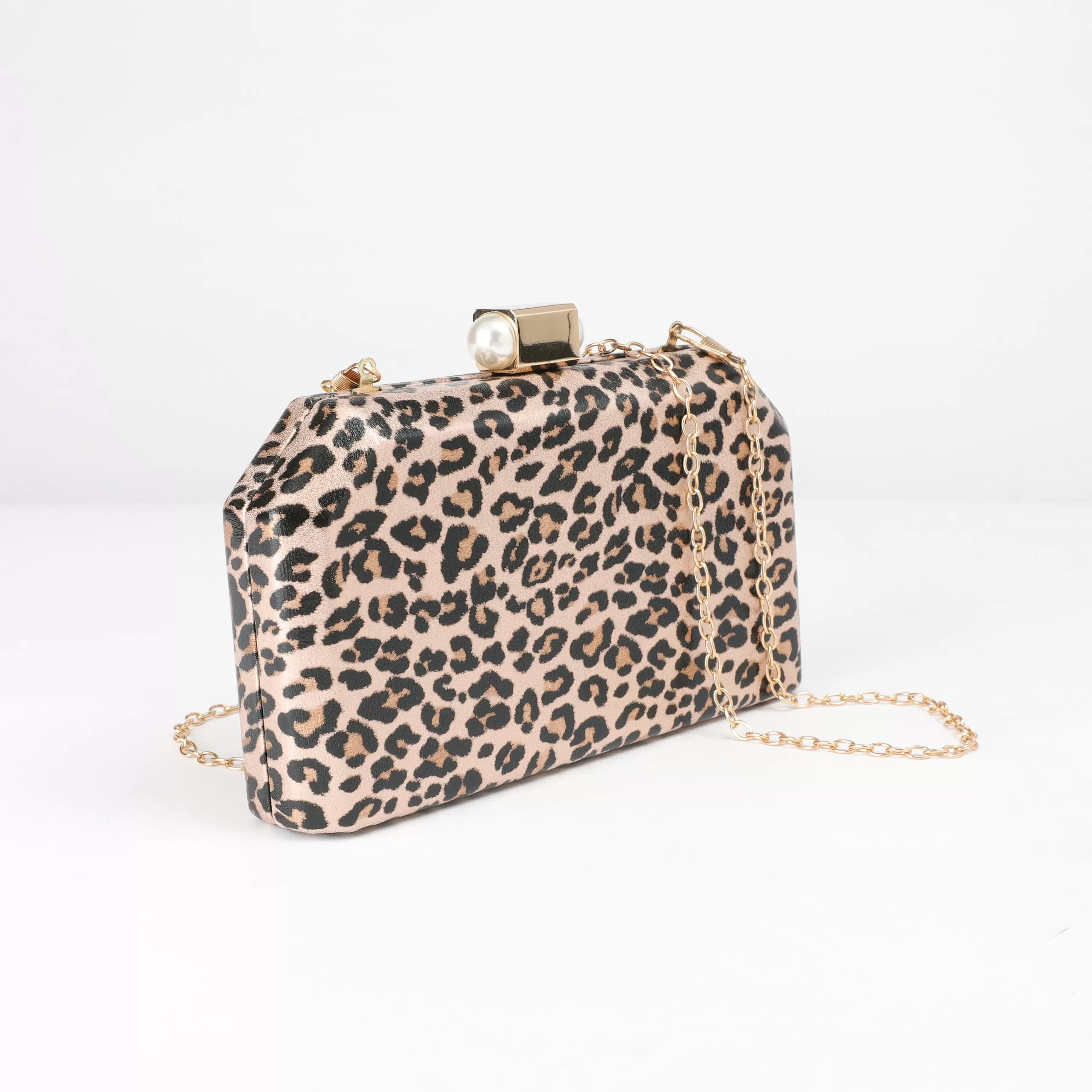 Gilded Leopard Print Clutch