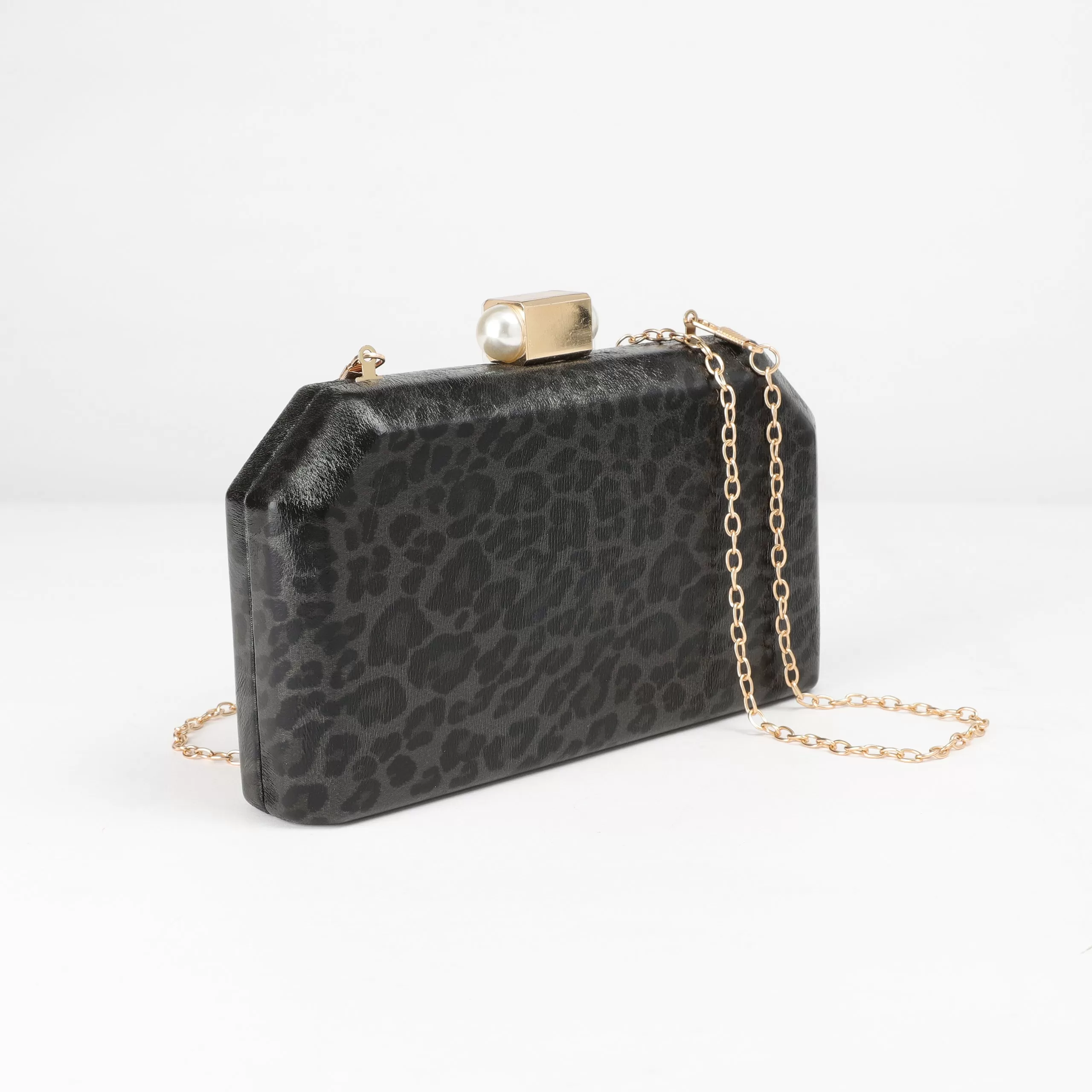 Gilded Leopard Print Clutch