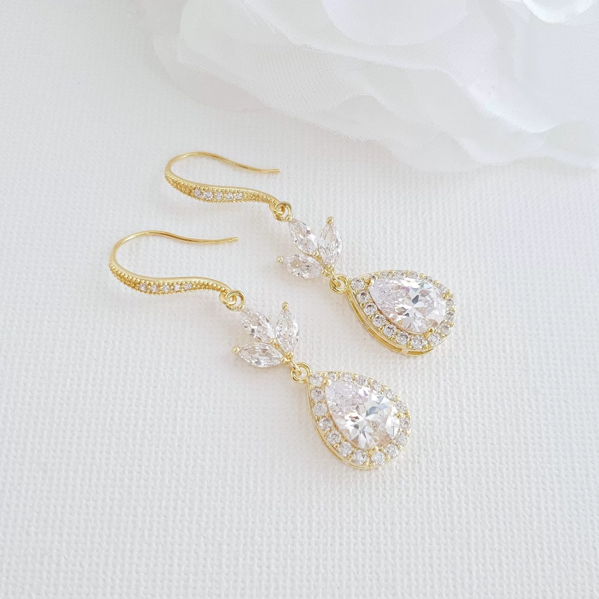 Gold Hook Earrings For Weddings- Lotus