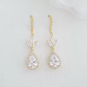 Gold Hook Earrings For Weddings- Lotus