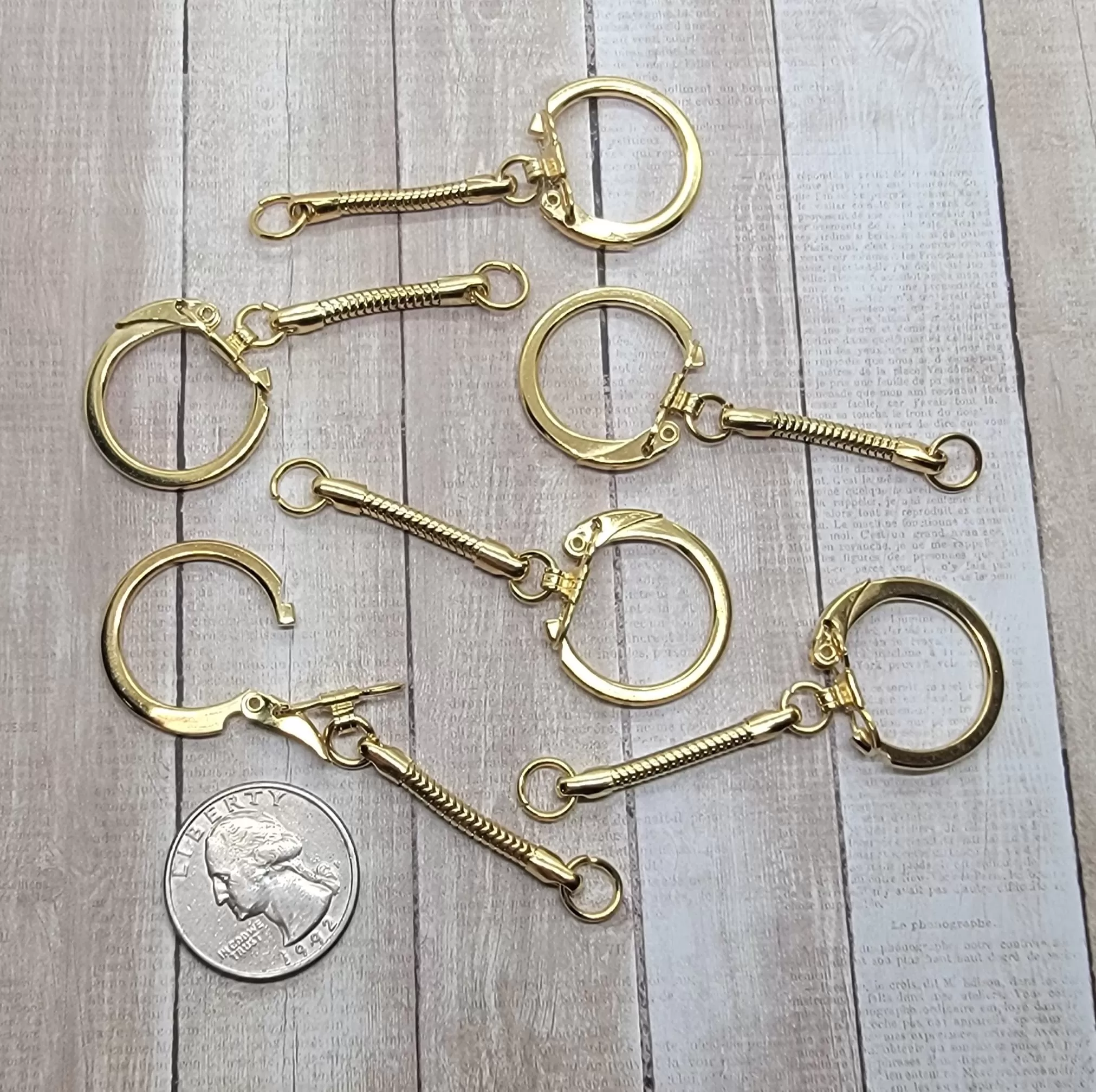 Gold Keychain Findings With Ring (6) - L1270