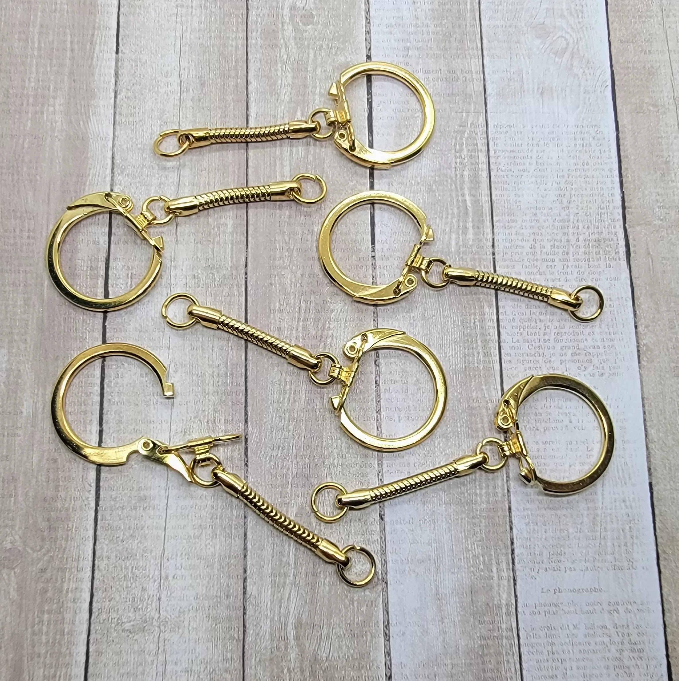 Gold Keychain Findings With Ring (6) - L1270