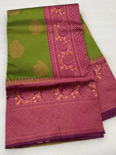 Green Pink Kanchipuram silk sarees Wedding