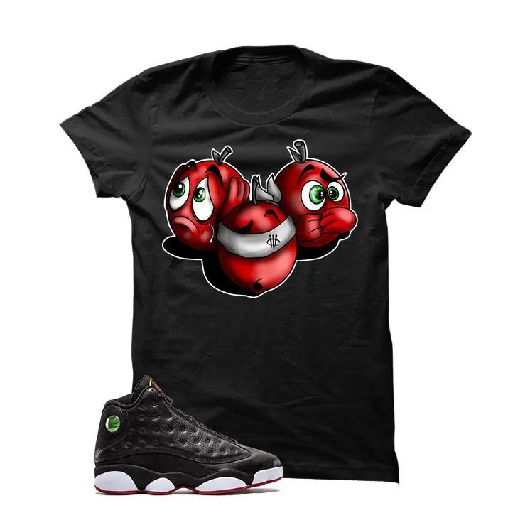 Jordan 13 Playoffs Black T Shirt (See, Speak, Hear)