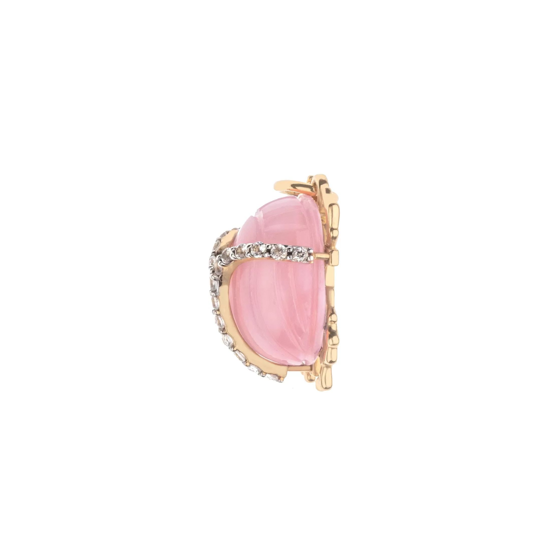 JW x House of Harris PROTECT Pink Jade Scarab Pendant in Solid Gold