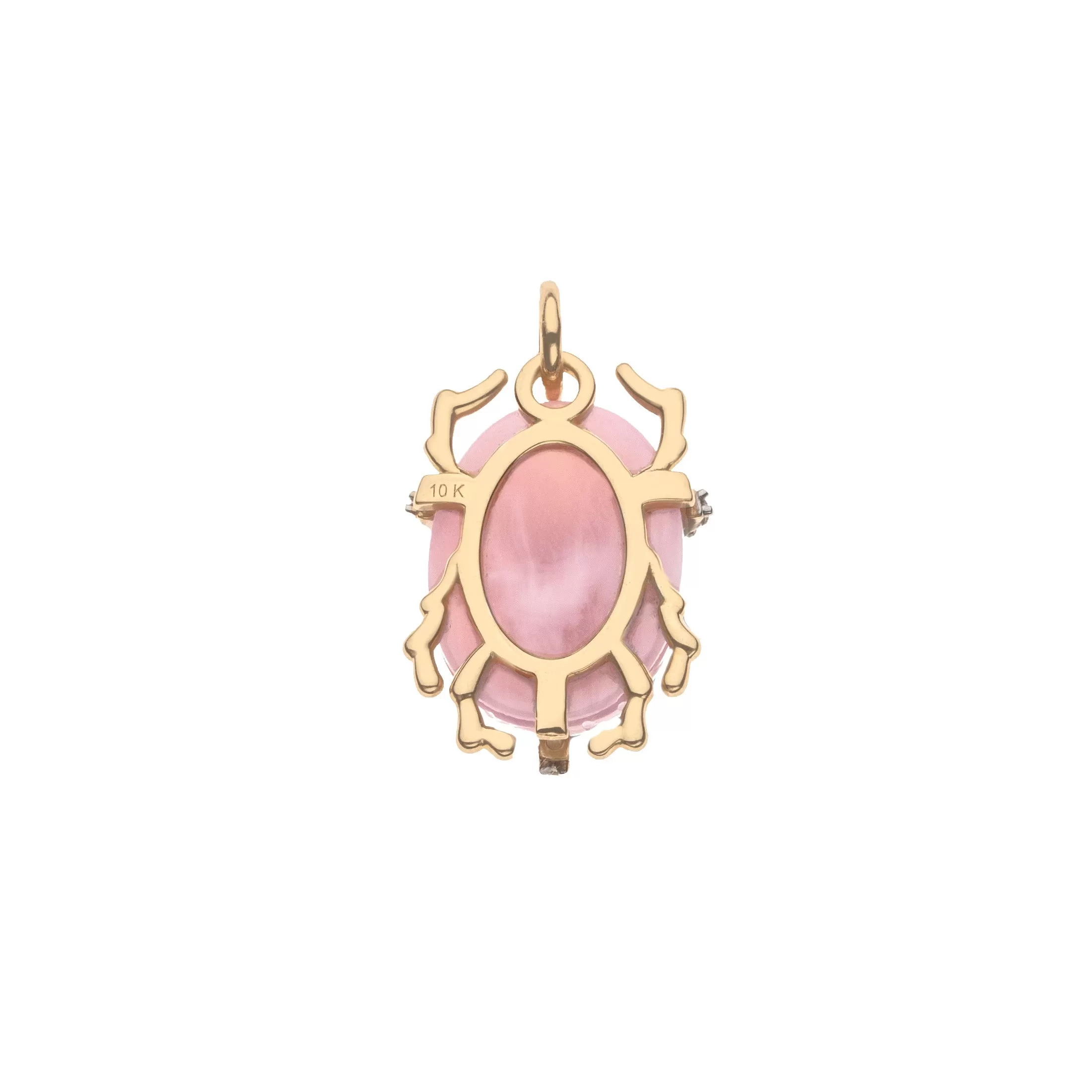 JW x House of Harris PROTECT Pink Jade Scarab Pendant in Solid Gold