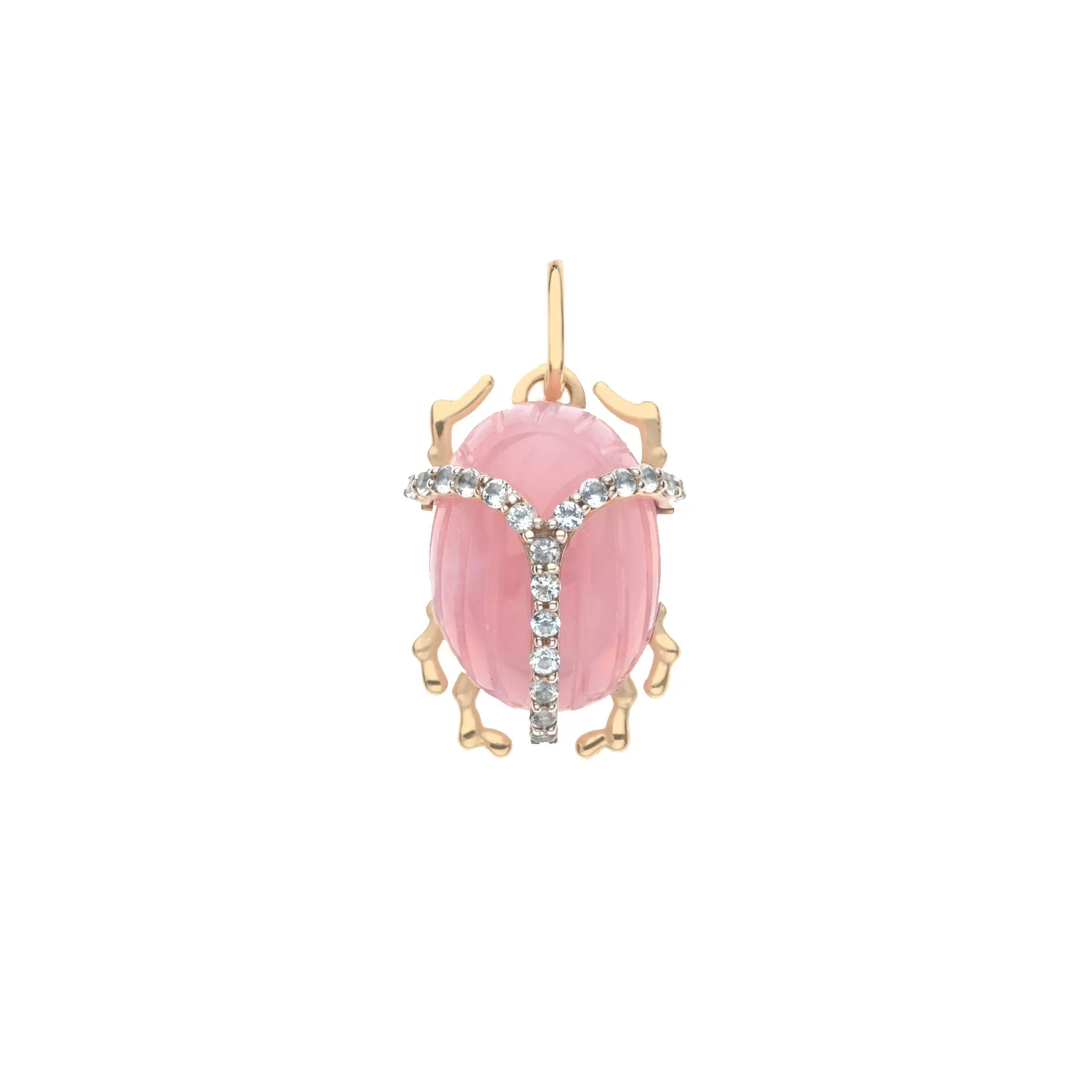 JW x House of Harris PROTECT Pink Jade Scarab Pendant in Solid Gold