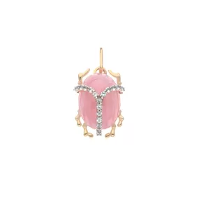 JW x House of Harris PROTECT Pink Jade Scarab Pendant in Solid Gold