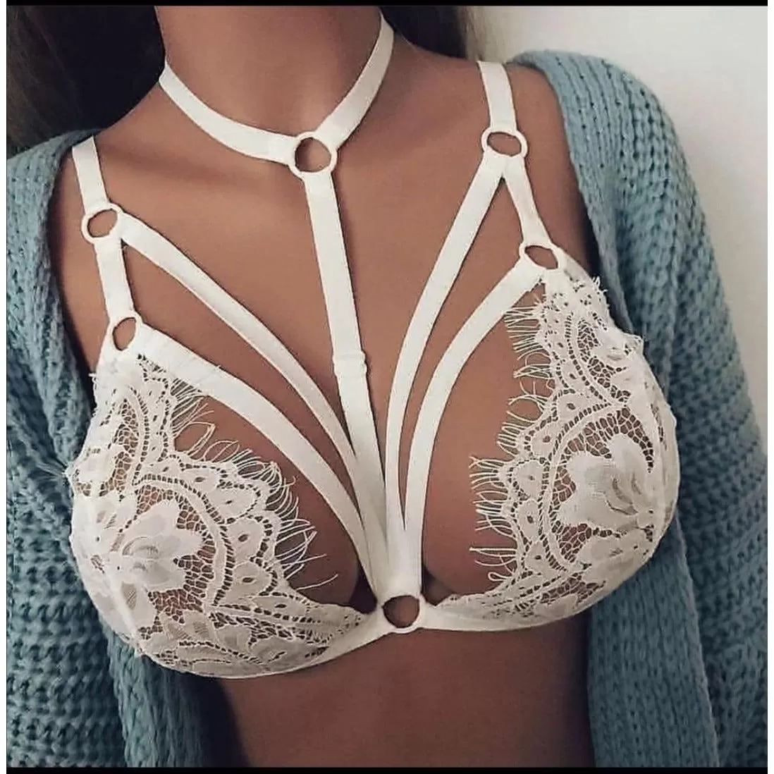 Lace Floral Hollow Bra