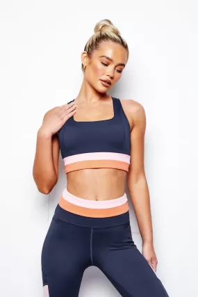 LILYBOD Amelia Sports Bra - Navy / Coral