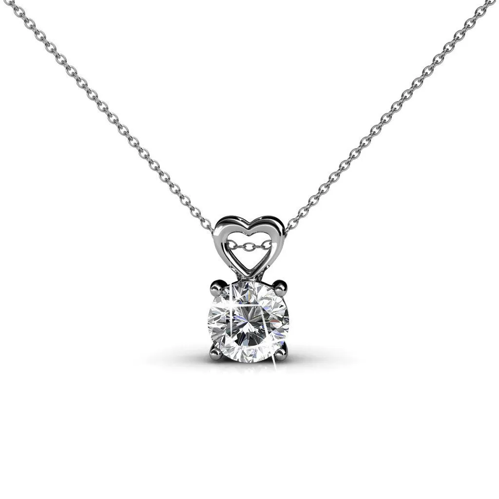 Marian Passion 18k White Gold Plated Swarovski Pendant Necklace