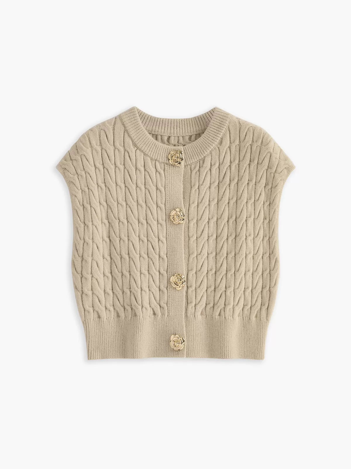 Metal Button Twist Sweater Ves