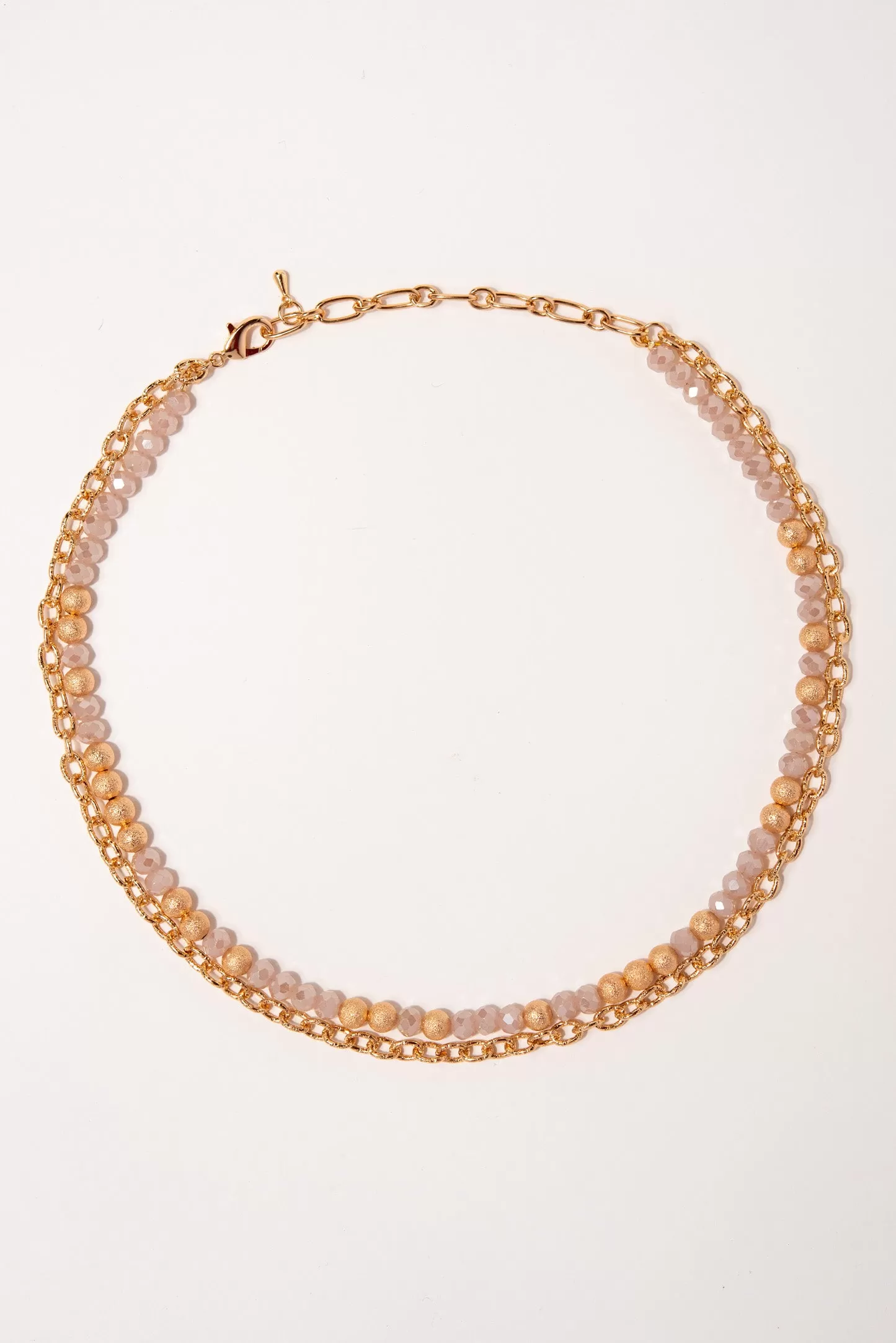 Mia Double Strand Beaded Necklace -Rose Gold