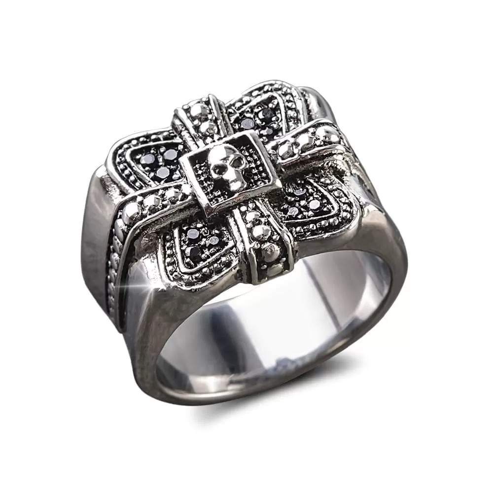 Midnight Skull Steel Ring