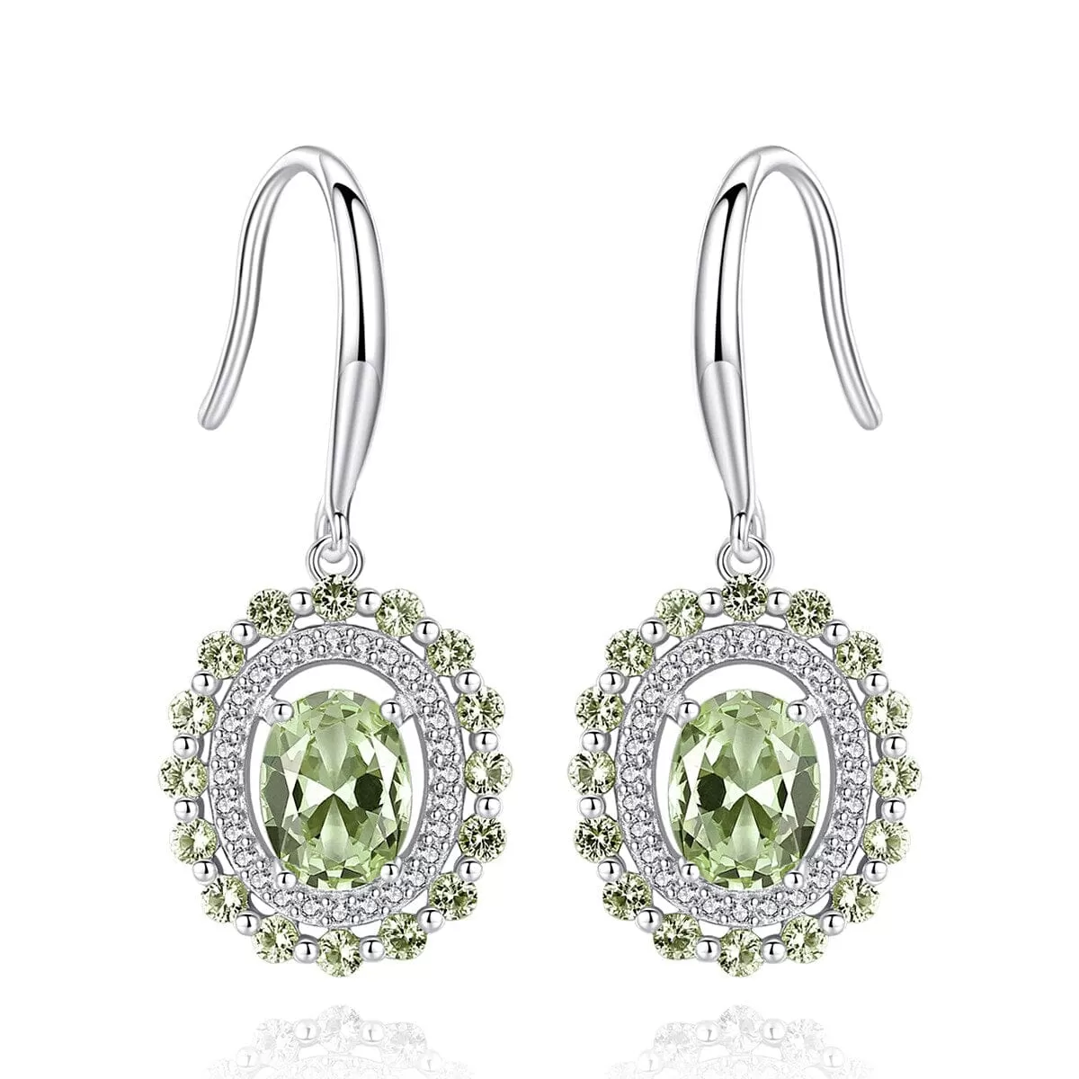 Mint Green Fashion Peridot Gemstone Hook Earrings - 925 Sterling Silver