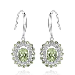 Mint Green Fashion Peridot Gemstone Hook Earrings - 925 Sterling Silver