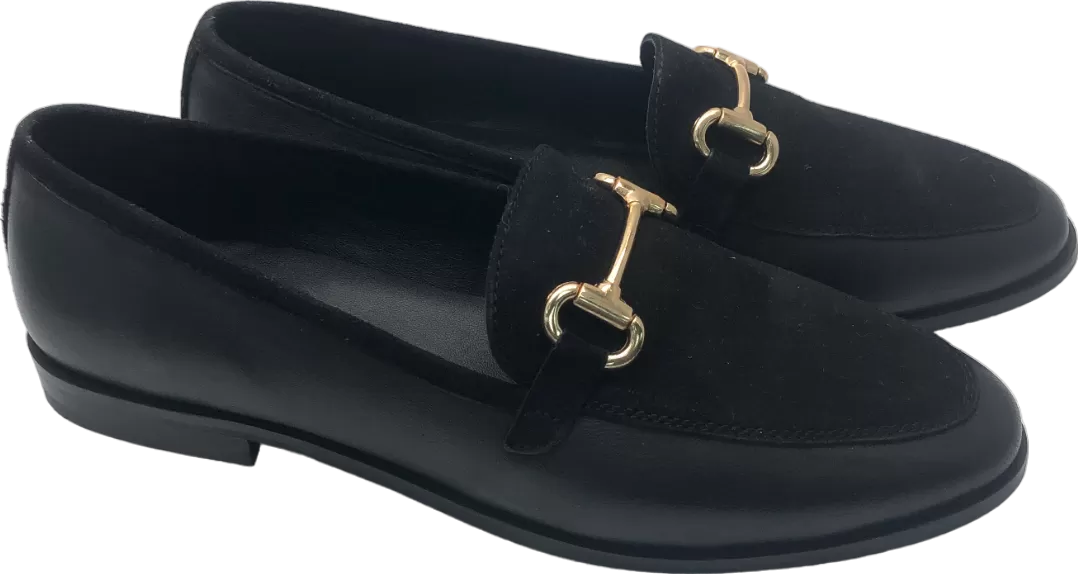 Monsoon Black Leather & Suede Loafers UK 7 EU 40 👠