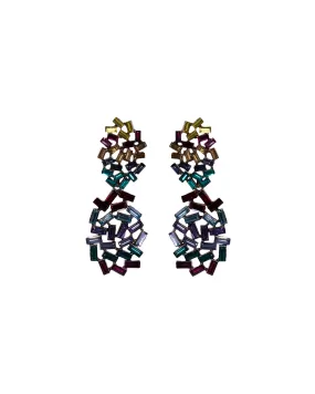 Multicolour rhinestone dangler earrings