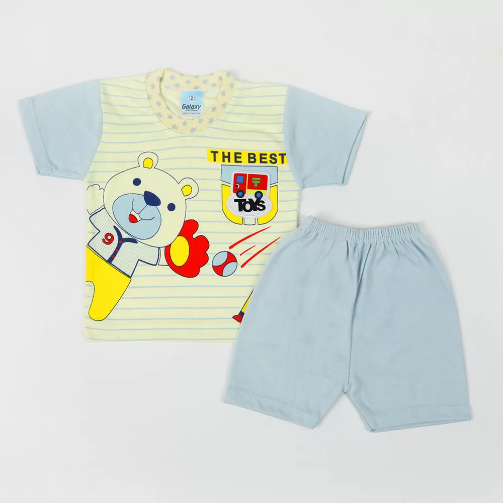 Newborn Boy Half Sleeves Suit - Light Blue