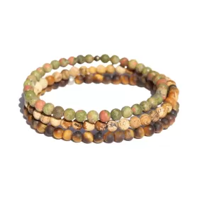 Nurture Matte Unakite Jasper & Tigers Eye Bracelet Set