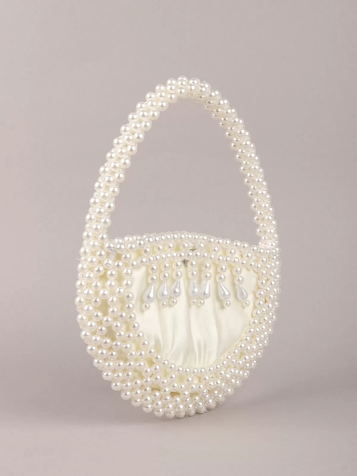 Odette White Pearl Embroidered Clutch for Women