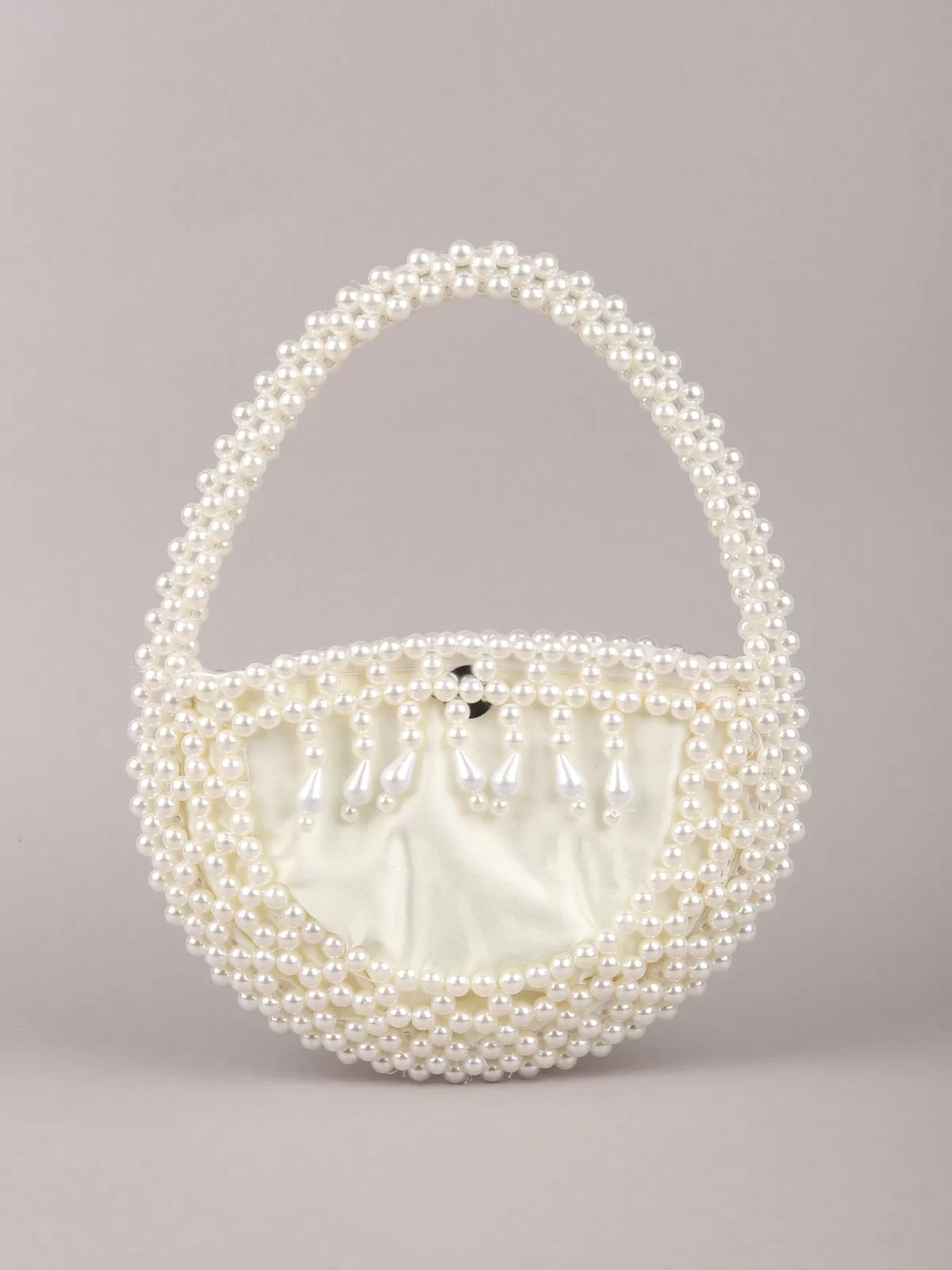 Odette White Pearl Embroidered Clutch for Women