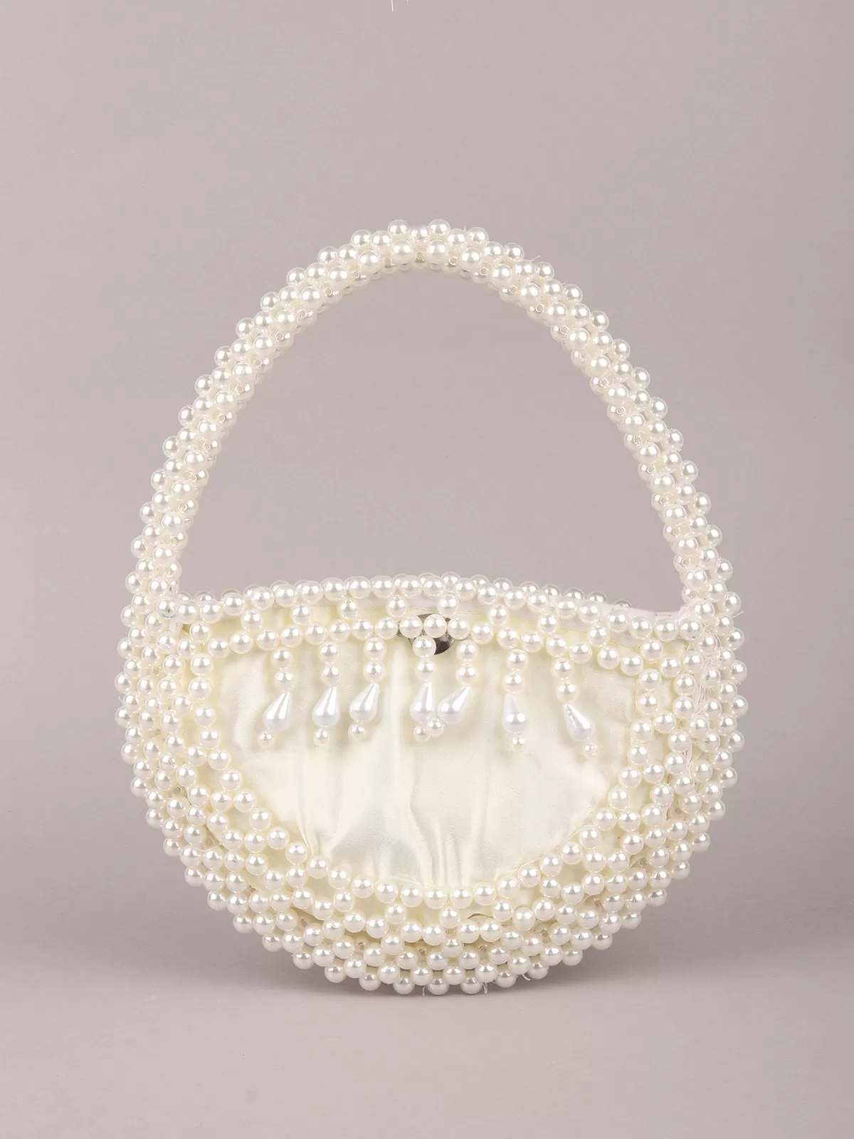 Odette White Pearl Embroidered Clutch for Women