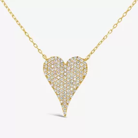 Pave' Diamond Heart Large Necklace