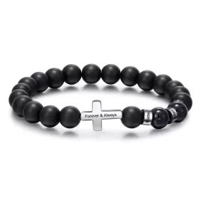 Personalized 3 Name Beaded Cross Bracelets For Men