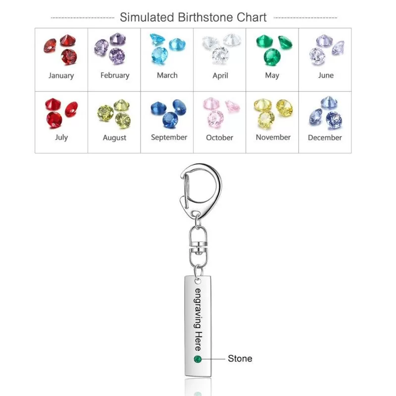 Personalized Engraving Keychain With Birthstone