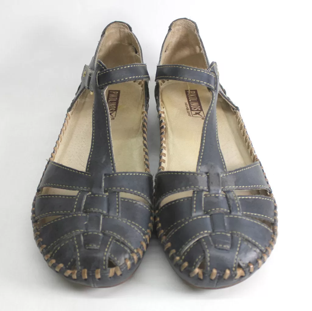 Pikolinos T-Strap PIKOLINOS-NAVY Leather Womens Sandals - Navy - UK 7-7.5