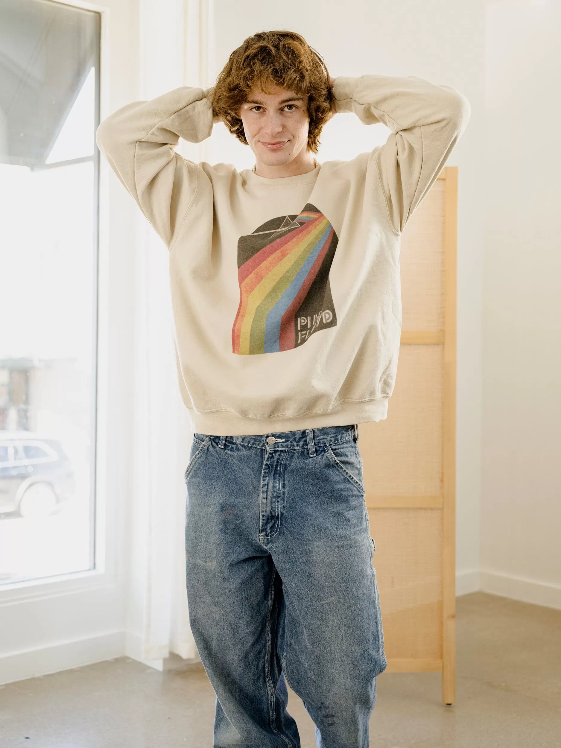 Pink Floyd Dark Side of the Moon Sand Thrifted Sweatshirt