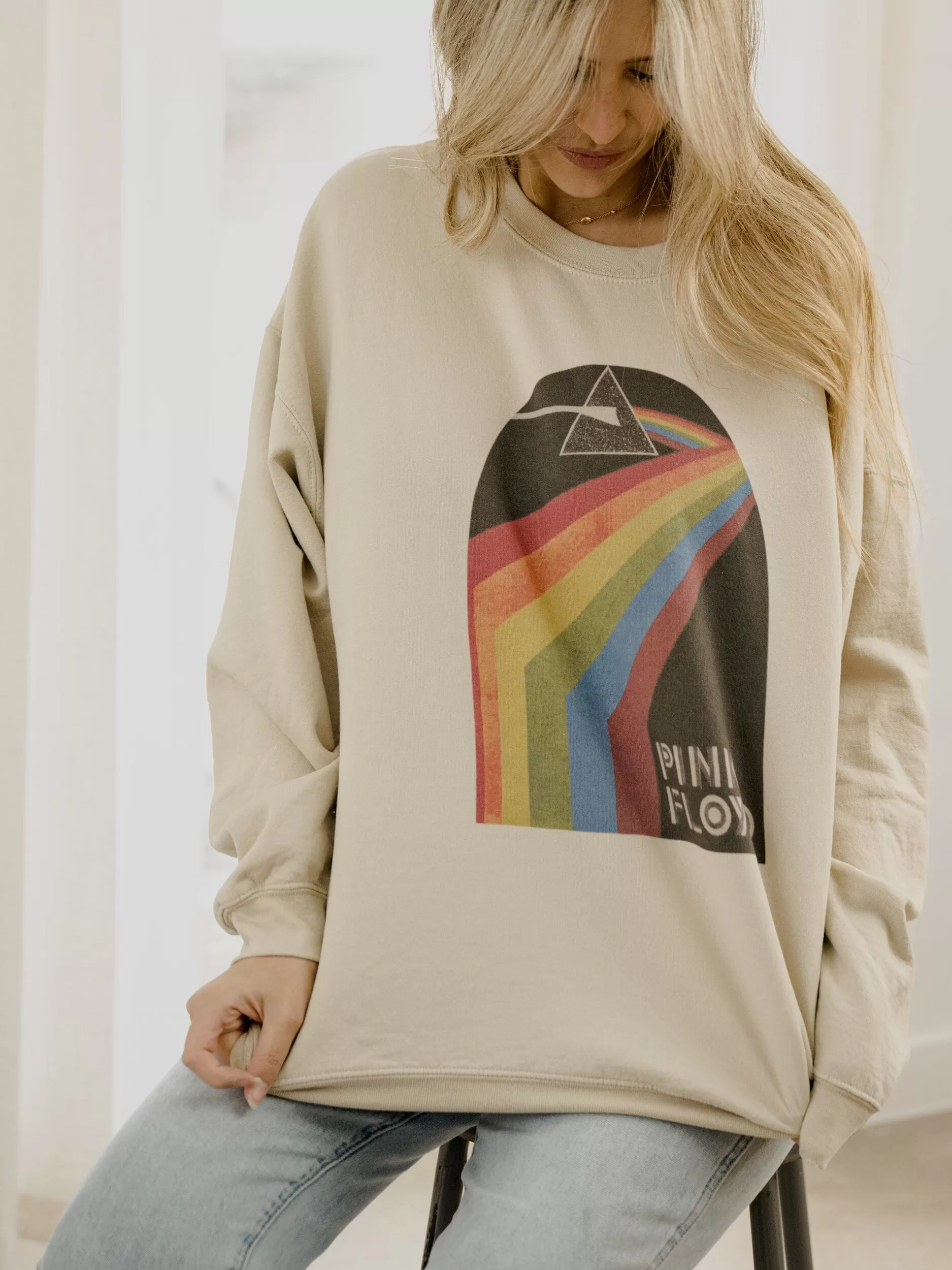 Pink Floyd Dark Side of the Moon Sand Thrifted Sweatshirt