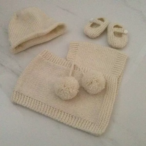 Poncho, Beanie & Booties Set