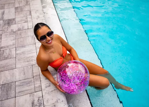 PoolCandy Inflatable Jumbo Beach Ball - Orchid Glitter