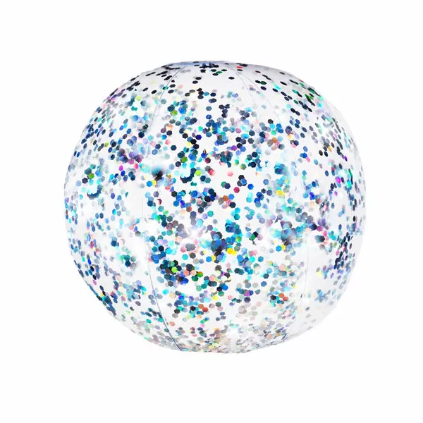 PoolCandy Inflatable Jumbo Beach Ball - Silver Holographic Glitter