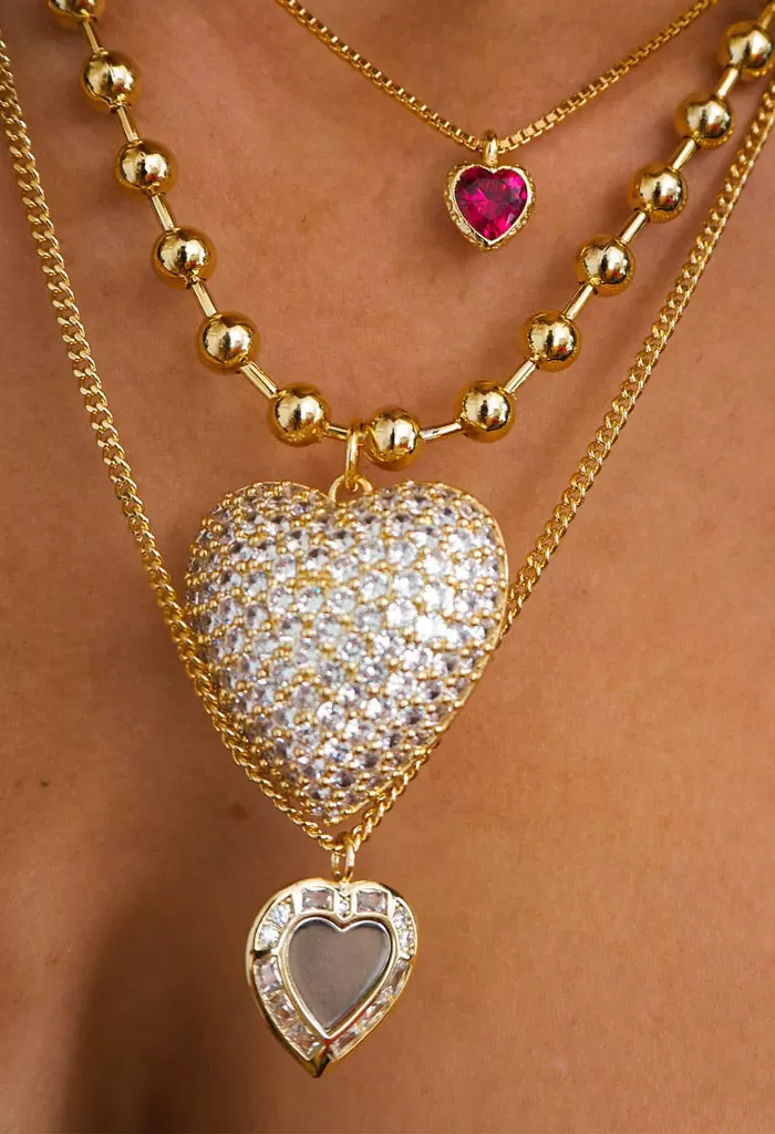 Puffy Heart Statement Necklace