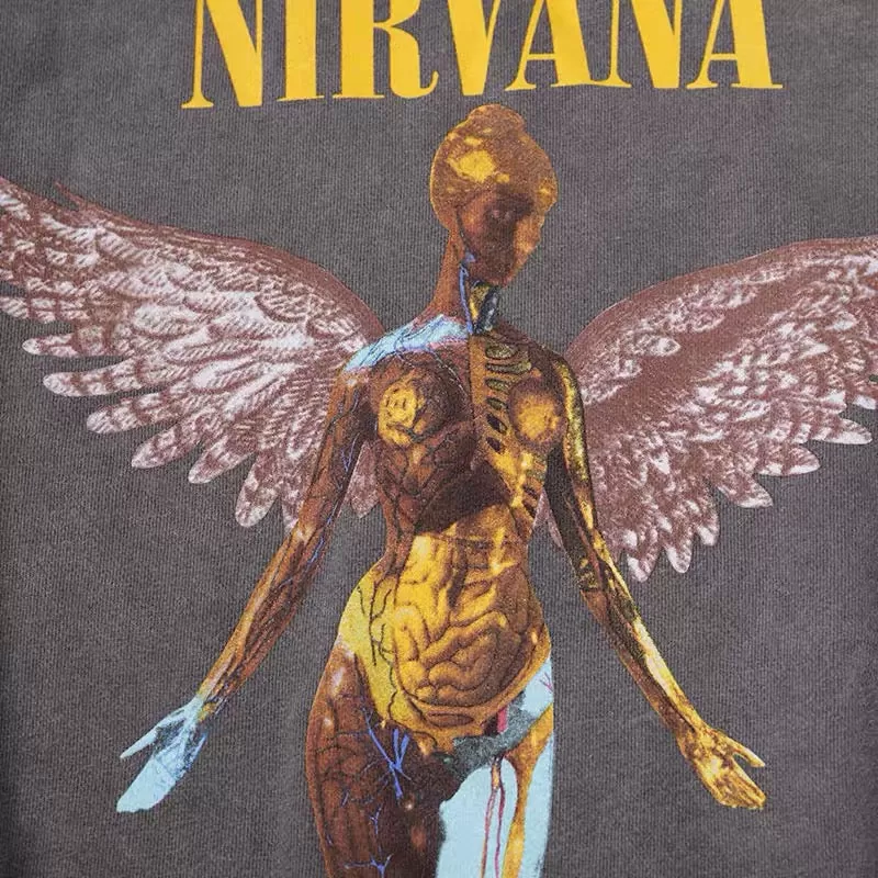 "NIRVANA IN UTERO" DISTRESSED PULLOVER SWEATS