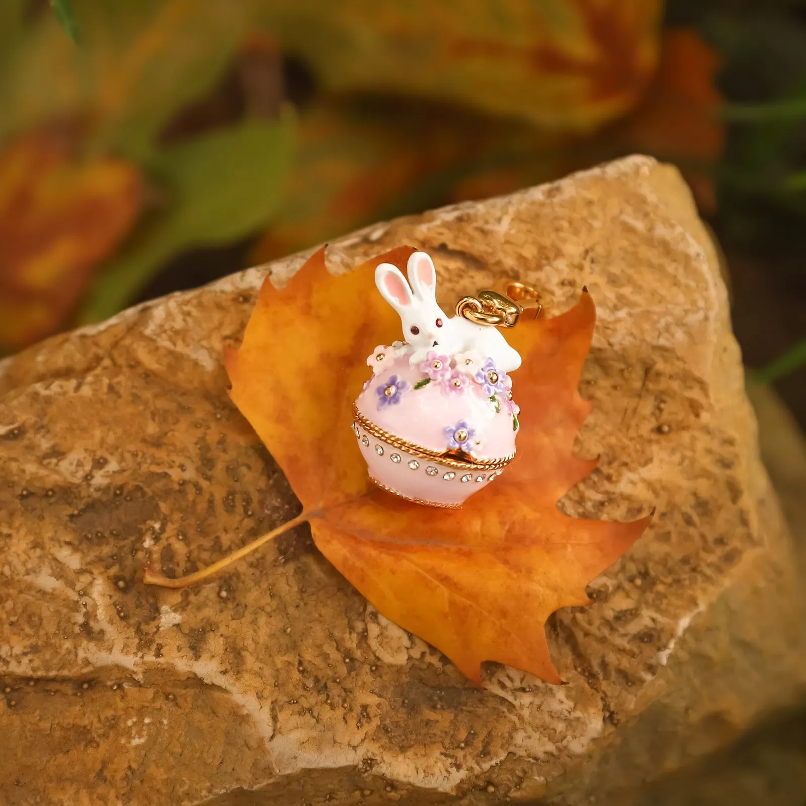 Rabbit Flower Box Pendant Necklace