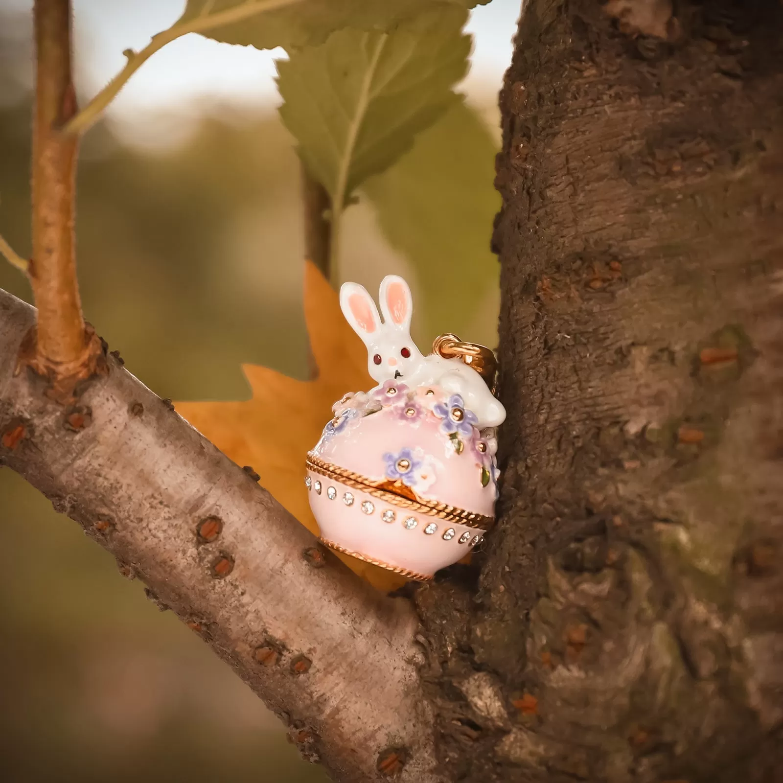 Rabbit Flower Box Pendant Necklace