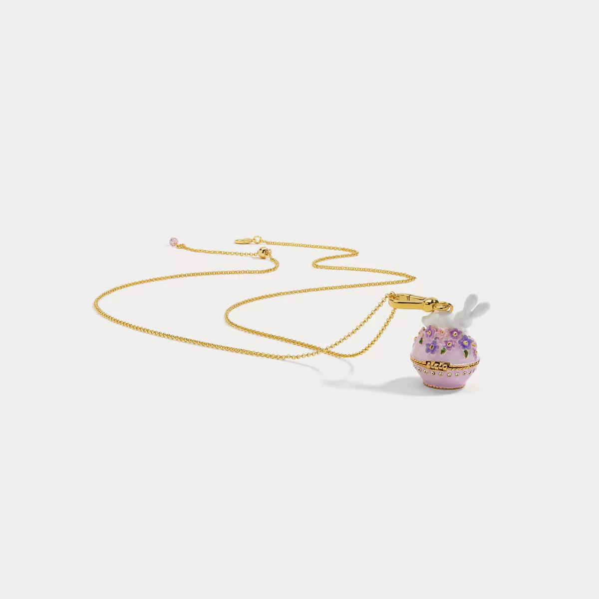 Rabbit Flower Box Pendant Necklace