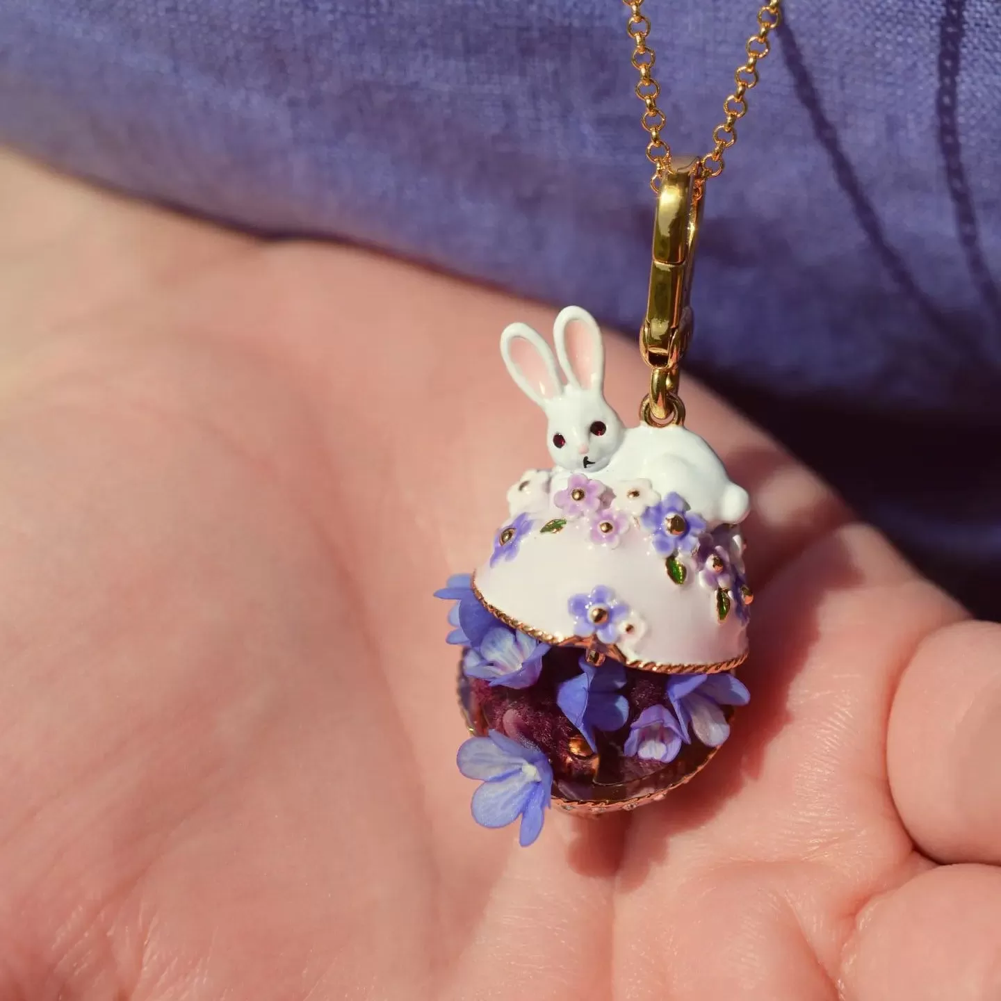 Rabbit Flower Box Pendant Necklace